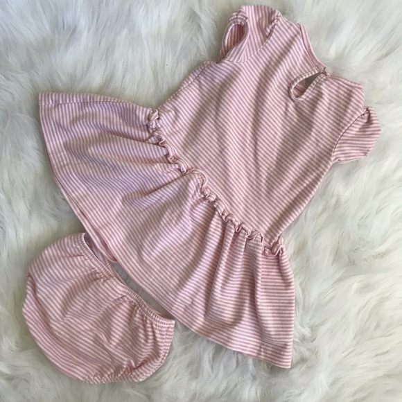 Janie & Jack Striped Heart Dress Set Bloomer 6-12M - Picture 4 of 5